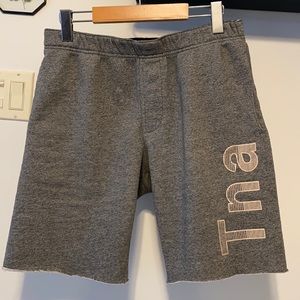 Aritzia TNA Cutoff Sweatpant Logo Shorts Grey
